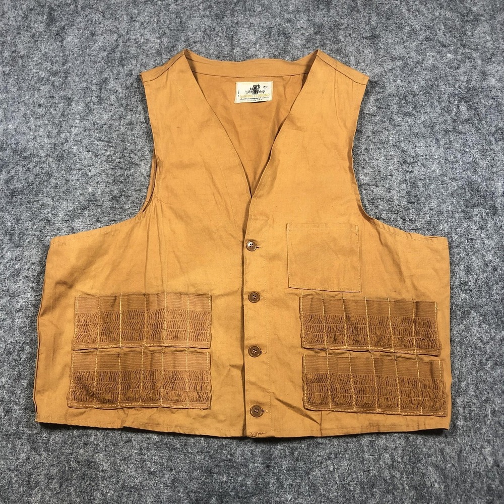 Vintage Black Sheep Hunting Vest Mens M Brown Canvas Ammo Shell Pockets Japan